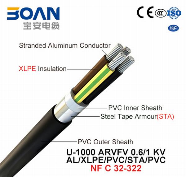 U-1000 Arvfv, Power Cable, 0.6/1 Kv, Al/XLPE/PVC/Sta/PVC (NF C 32-322)