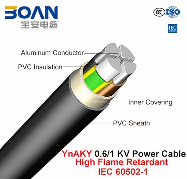 Ynaky, Power Cable, 0.6/1 Kv, High Flame Retardant Al/PVC/PVC (IEC 60502-1)