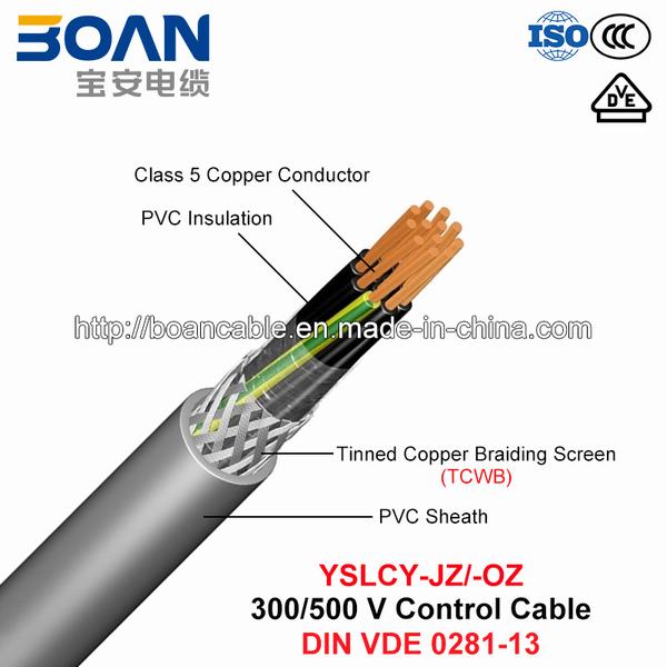 China 
                                 Yslcy, Cable de control, 300/500 V, Flexible Cu/PVC/Tcwb/PVC VDE (0281-13)                              fabricante y proveedor
