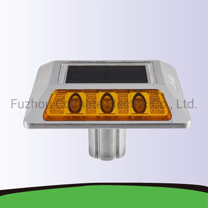 Solar Road Stud Aluminum Road Shoulder Track Warning Lights LED Reflective Road Mark Cat Eyes Flashing Highway Deck Lamp