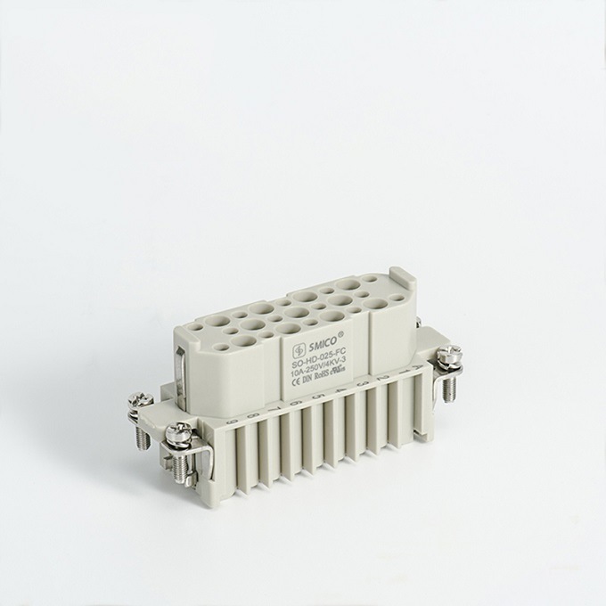 
                                 Smico conector rectangular de la Serie HD HD-025-FC de encastre hembra de 25 Pins 250V 10A Terminal de crimpado Conector impermeable                            