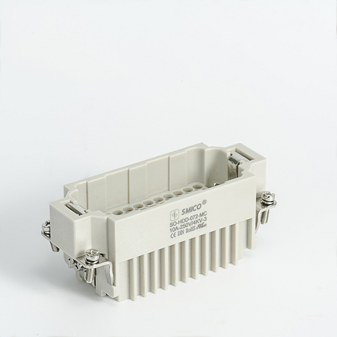 Smico HDD Series Heavy Duty Connector HDD-072-Mc 72 Pins Male Insert 250V 10A Industrial Plug Socket Rectangular Crimp Terminal