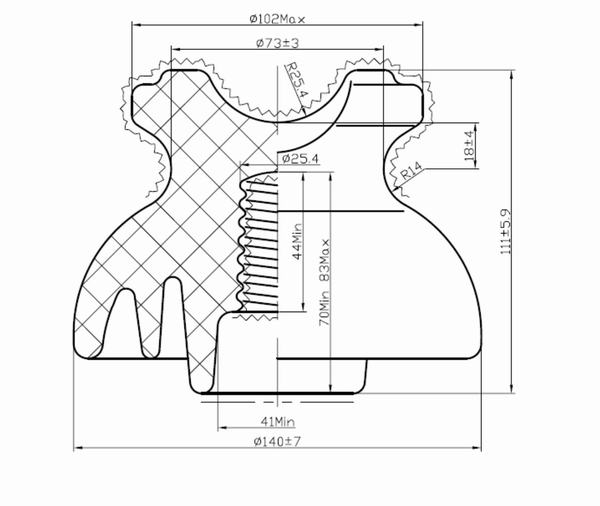
                                 La norme ANSI 55-1/55-2/55-3/55-4/55-5 broche isolateurs en céramique                            