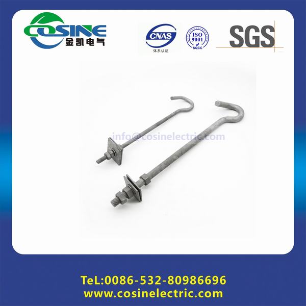 Pigtail Hook Bolt with Nut and Washer Support Cable