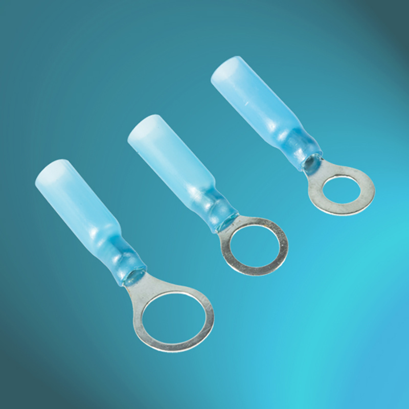 
                Blaue 1,5 AWG 2,5mm-16-14 isolierte Ringöse-Crimpkabelanschlüsse Elektrische Stoßverbinder Mit Wärmeschrumpfschlauch, Anschlussklemmen
            