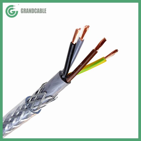 
                                 2C2+E SY 2.5mm câble tressé Conducteur en cuivre flexible en acier tressé Le fil blindé avec gaine en PVC transparent                            