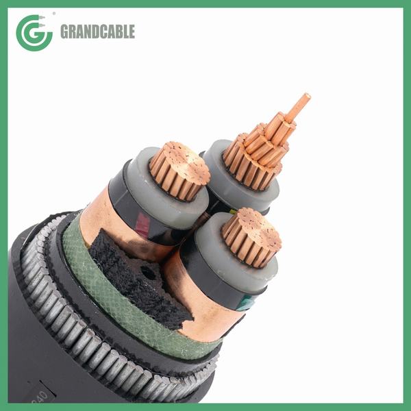 33/36kV Three Core 3X120mm2 XLPE PVC SWA Armored Power Cable IEC 60502-2 for Power Plant