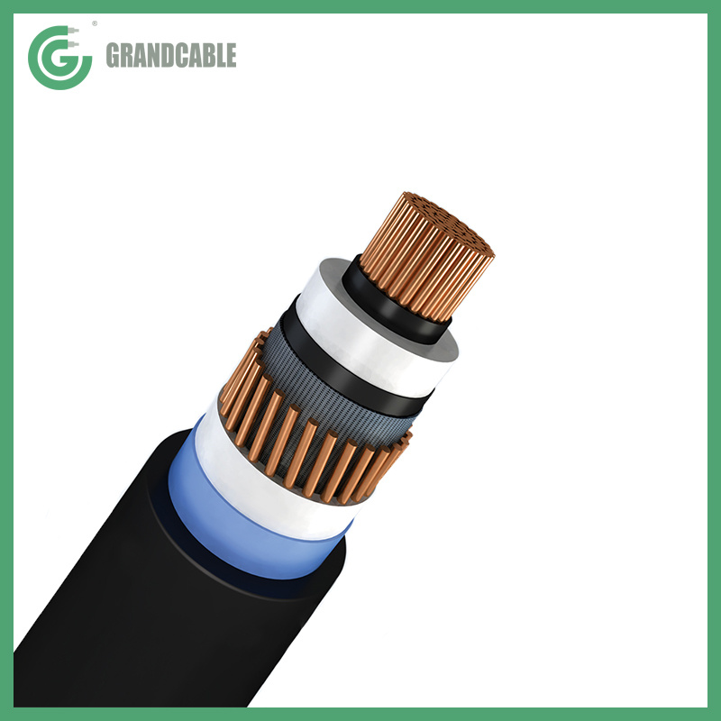
                38/66 kV 72,5 kV Kupferleiter, XLPE-Isolierung, Drahtabschirmung, Aluminium-beschichtetes PVC/PE-Kabel
            