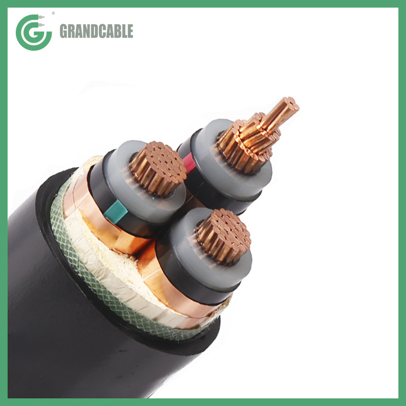 
                3Cx70кв. мм 11кв CU/XLPE/PVC меди изолированный МВ подземный кабель питания для 33/11кв подстанции
            