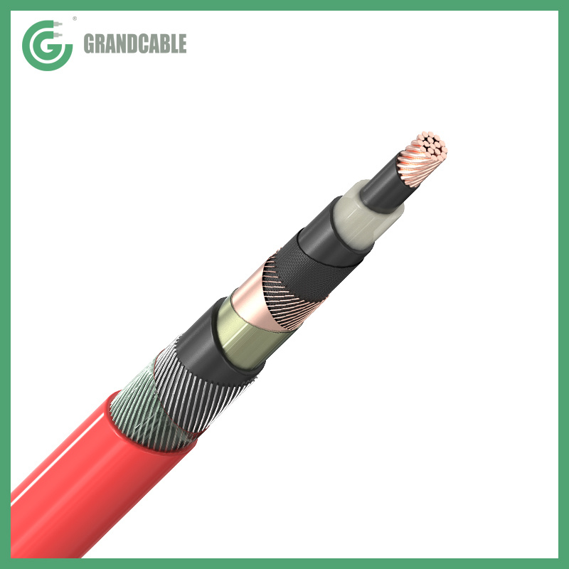 Single Core Medium Voltage 20.3/35kV 42kV Flexible XLPE PVC Insulated  Power Cable