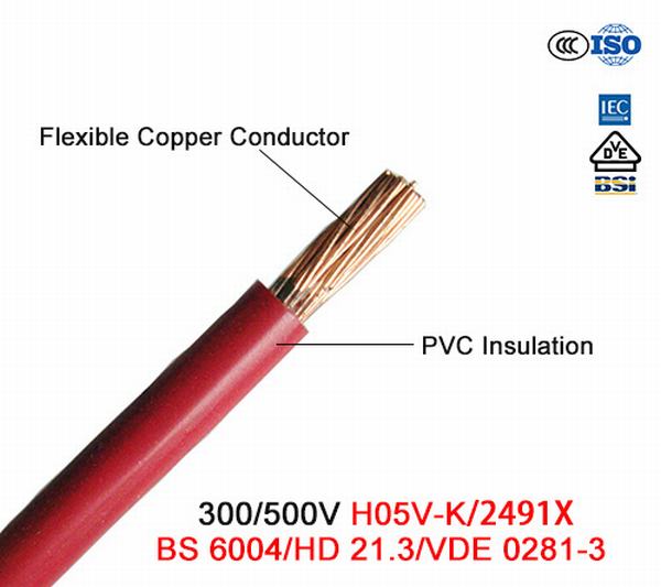 Cina 
                                 H5V-K 300/500V BS 6004 cavo in rame Flessibile Con Isolamento in PVC                              produzione e fornitore