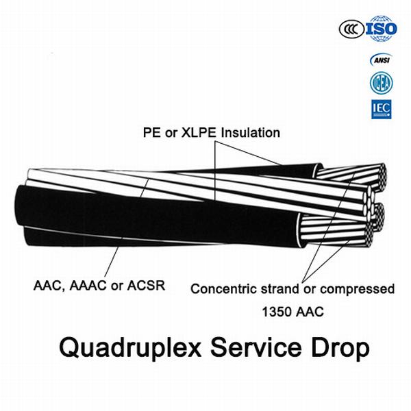 XLPE Insulated Quadruplex Service Drop Overhead Bundled Cable ABC