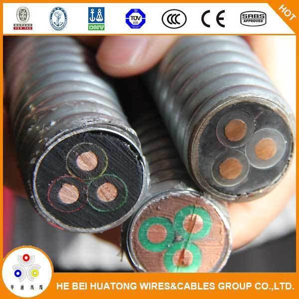 
                                 Cable para el tipo de bomba de aceite sumergible Cable de alimentación de Esp de aislamiento de caucho EPDM funda NBR 3*10 mm2, redonda o plana Sbumersible Cable de la bomba de aceite                            