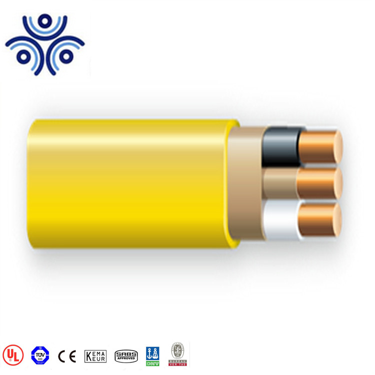 China 600V Flexible Insulation PVC Wire Nylon Jacket Nm-B Flat Electrical Wire Yellow – 12 AWG UL Certificate