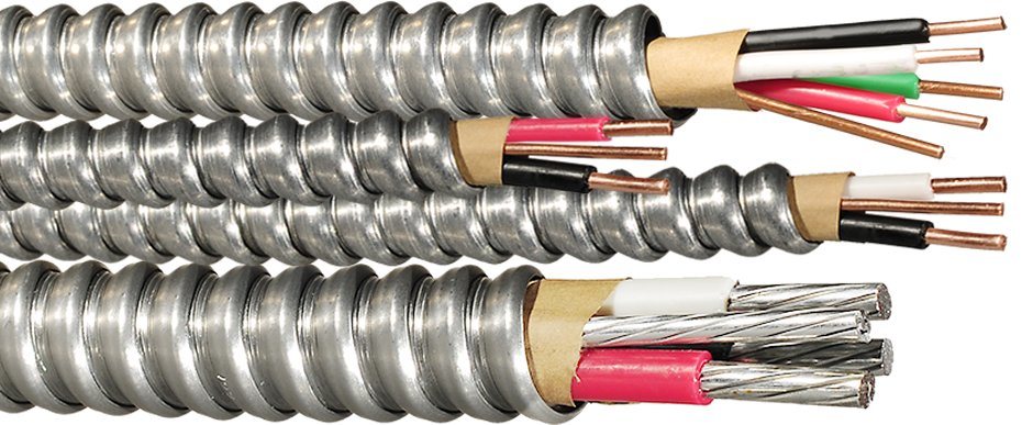
                Aislamiento de PVC de conductor de cobre sólido con cable de tierra de aluminio residencial Cable blindado 14/2 14/3 12/2 12/3 AC90 Bx AC 90
            