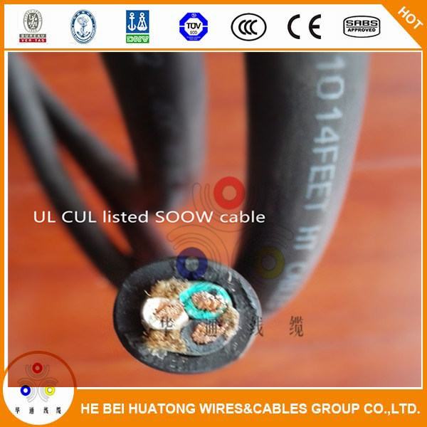 Китай 
                                 UL гибкие сетевые шнуры, гибкий кабель 3X12, 3X10, 4X10, 4X8 AWG 600V Soow резиновый кабель                              производитель и поставщик