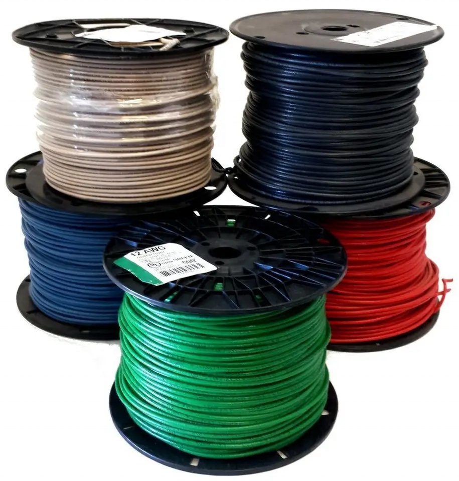 
                Lista UL #12, 10, 8 AWG THHN cable negro, rojo, blanco y verde de cobre
            