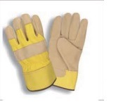 
                                 10,5-Zoll Ziegenleder Handfläche, Gelbe Rückseite, Gummierte Sicherheit Manschette                            