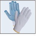 7 Gauge Knitted Gloves with PVC Dotscotton/Polyesterunbleached/Bleached White7-11