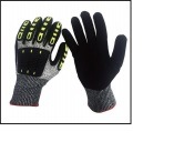 Cut Resistance Gloves, Nitrile Sandy Finishhppe + Dyneema + Tprblack 7-11