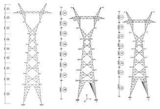 Double Cirquit Galvanized Metal Steel Tower for 400kv Lines