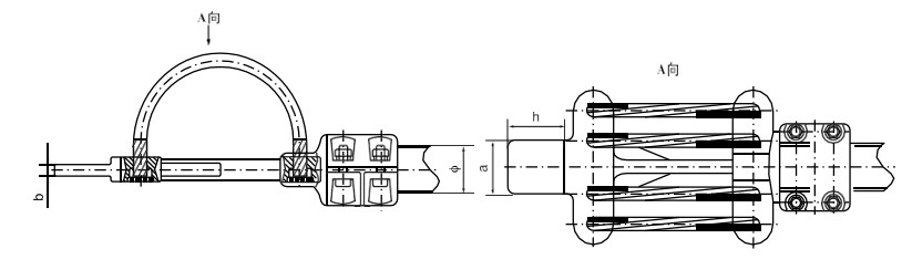 
                                 Morsetti flessibili per barre di collegamento tubolari tipo MGS, Gruppo a                            