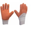 Latex Gloves, 3/4 Wave Stripspolyester Linerorange 7-11