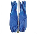 Pcv Gloves with Long Sleeve Smooth/Sandy Finish Blue 60cm