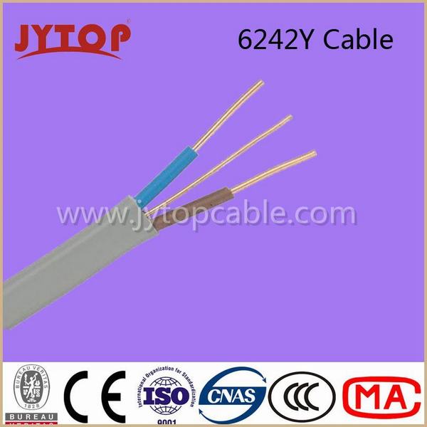 Twin Flat with Earth Cable, 6242y BS6004 Copper Wire, PVC Insulated, Flat Cables with Copper Conductor