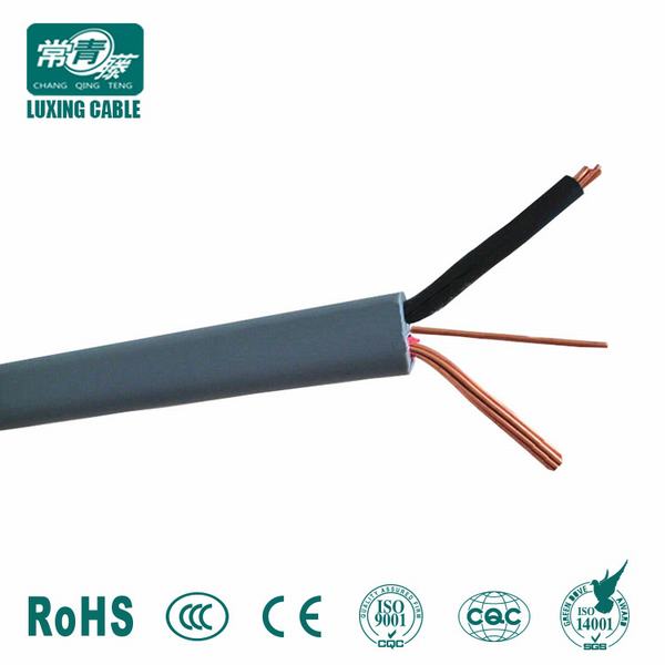 220V PVC Insulated 1.5mm 2.5mm 3 Core 2+E Solid Copper Electrical Wire Flat Twin and Earth Cable