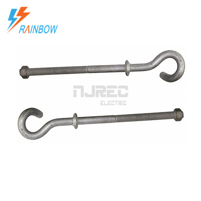 Galvanized Fittings Pigtail Bolt Ball Hooks for Pole Line Hardware with Nut