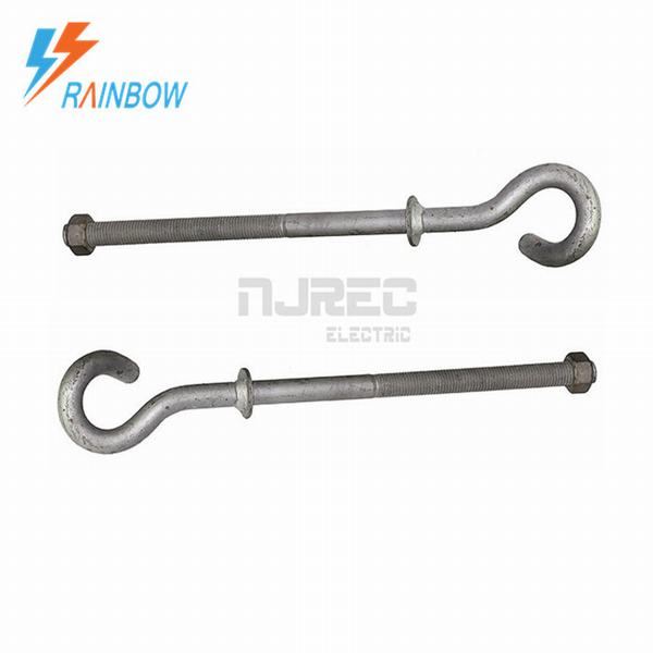 Pigtail Bolt Ball Hooks for Pole Line Hardware with Nut