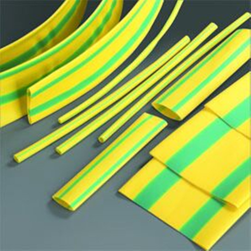 Yellow and Green Striped Heat Shrinkable Tubing