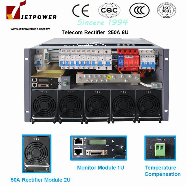 6u 250A 220VAC in / 48VDC out Switch Mode Rectifier System