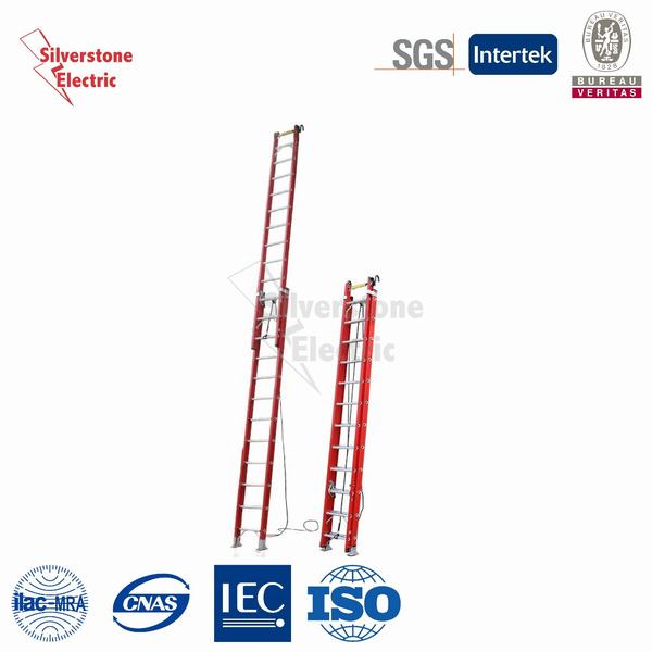 
                                 La norma EN131 de la escalera de extensión de fibra de vidrio con V elástico y ganchos                            