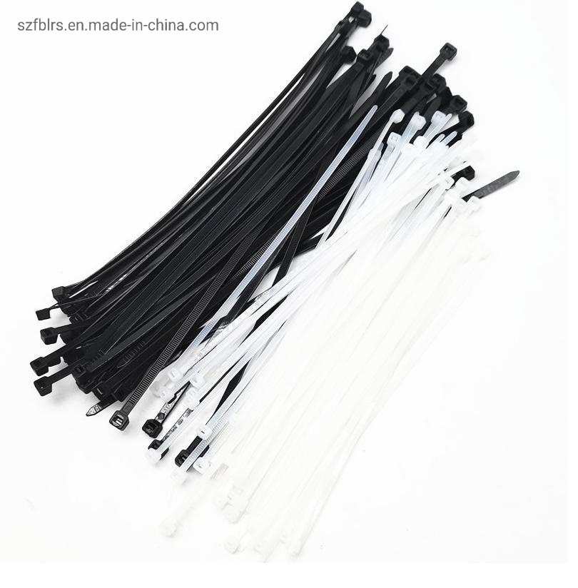 Factory Direct Sales of Self-Locking Nylon Tie with White Tie with Black Plastic Tie with Tie with Line in Bulk Weight Catty Batch