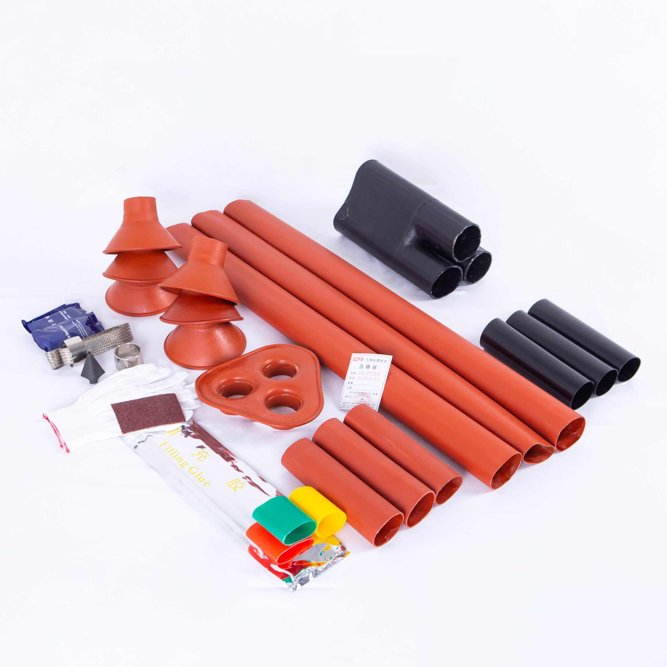 High Voltage Heat Shrinkable Cable, Thick Wall Adhesive Insulated Sleeve Raychem Standard Heat Shrink Cable Terminals Kit