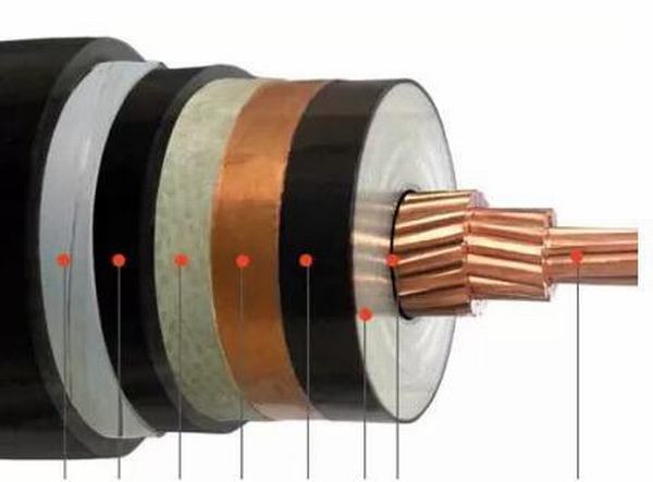 
                                 El cobre Cu aislamiento XLPE MV Cable Blindado blindaje cinta de acero inoxidable de una fase de cable de alimentación de alta tensión                            