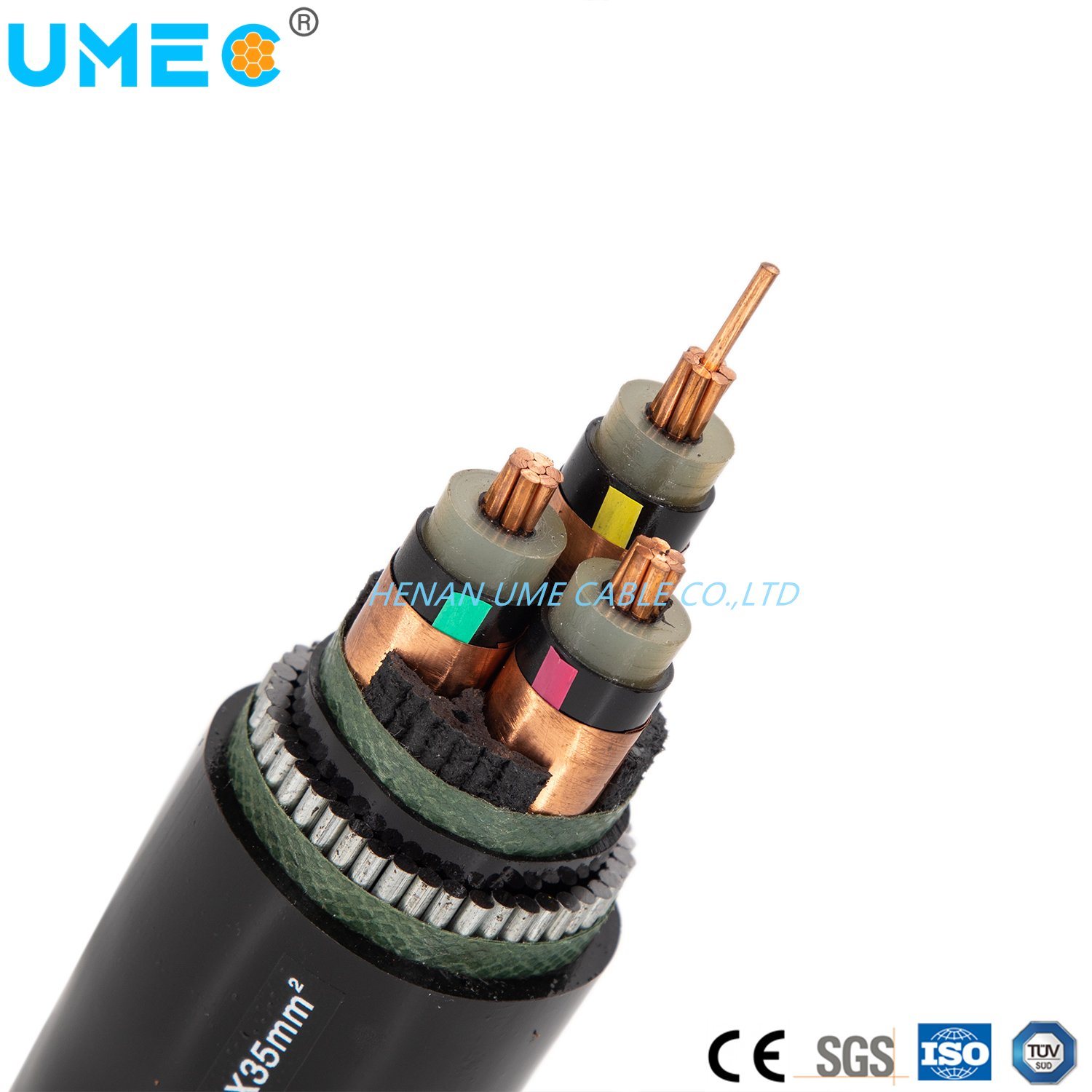 China 
                3.6/6kv três núcleos Al/ Cu XLPE/PVC cabo de alimentação blindados LV
              fabricação e fornecedor