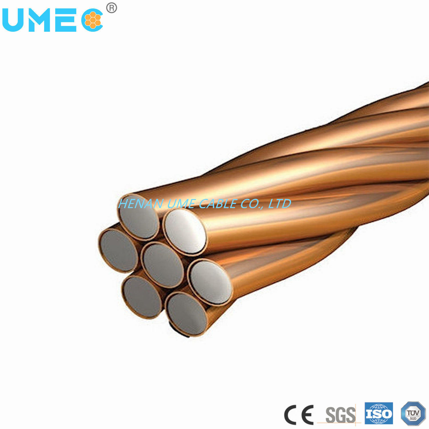 
                El 30%/40% de la Conductividad Eléctrica conductores desnudos de alambre de acero revestido de cobre CCS
            