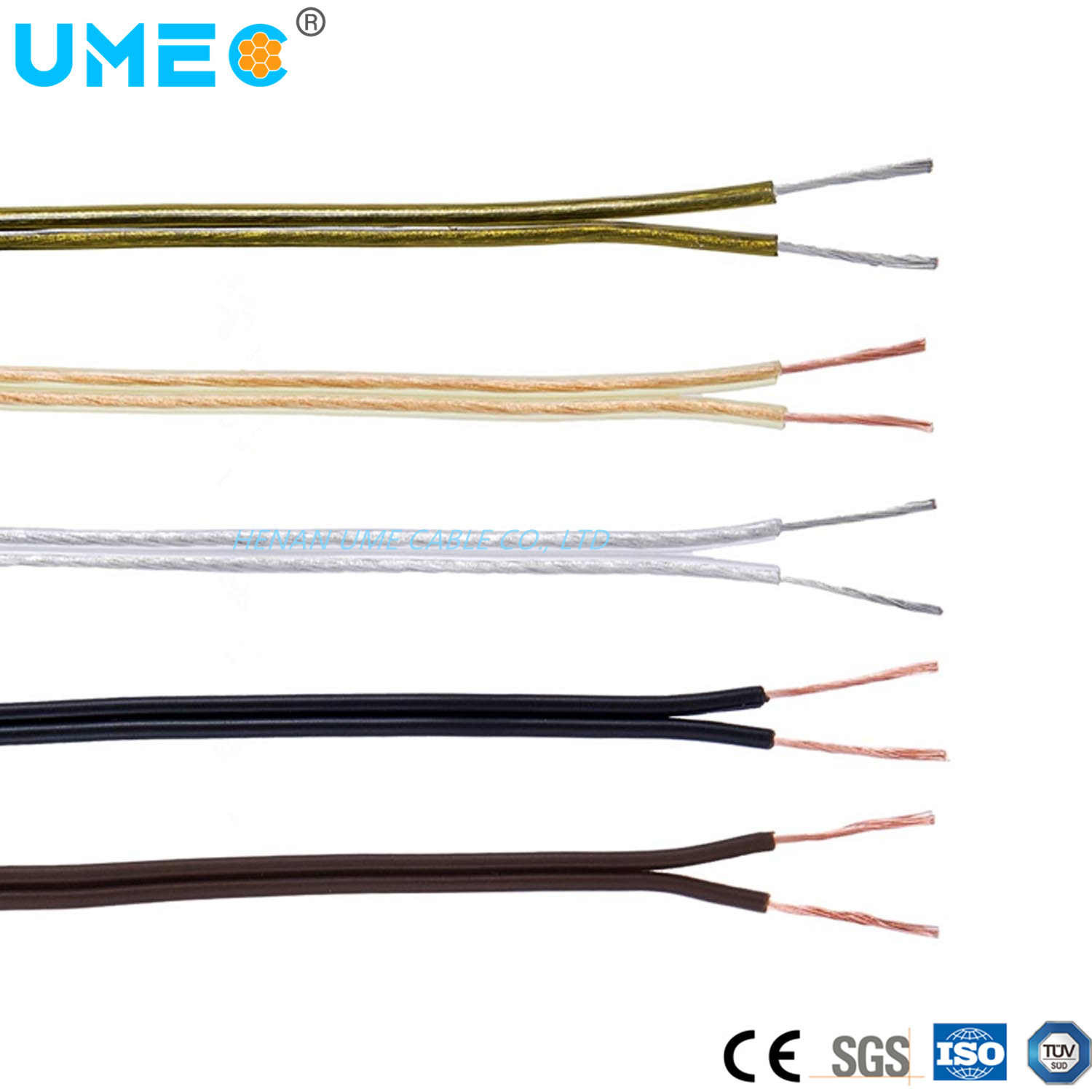 300/500V Stranded Conductor Spt Tinned Copper Wire PVC Insulated Parallel Flat Twin Cable 2c*14/16/18/20AWG