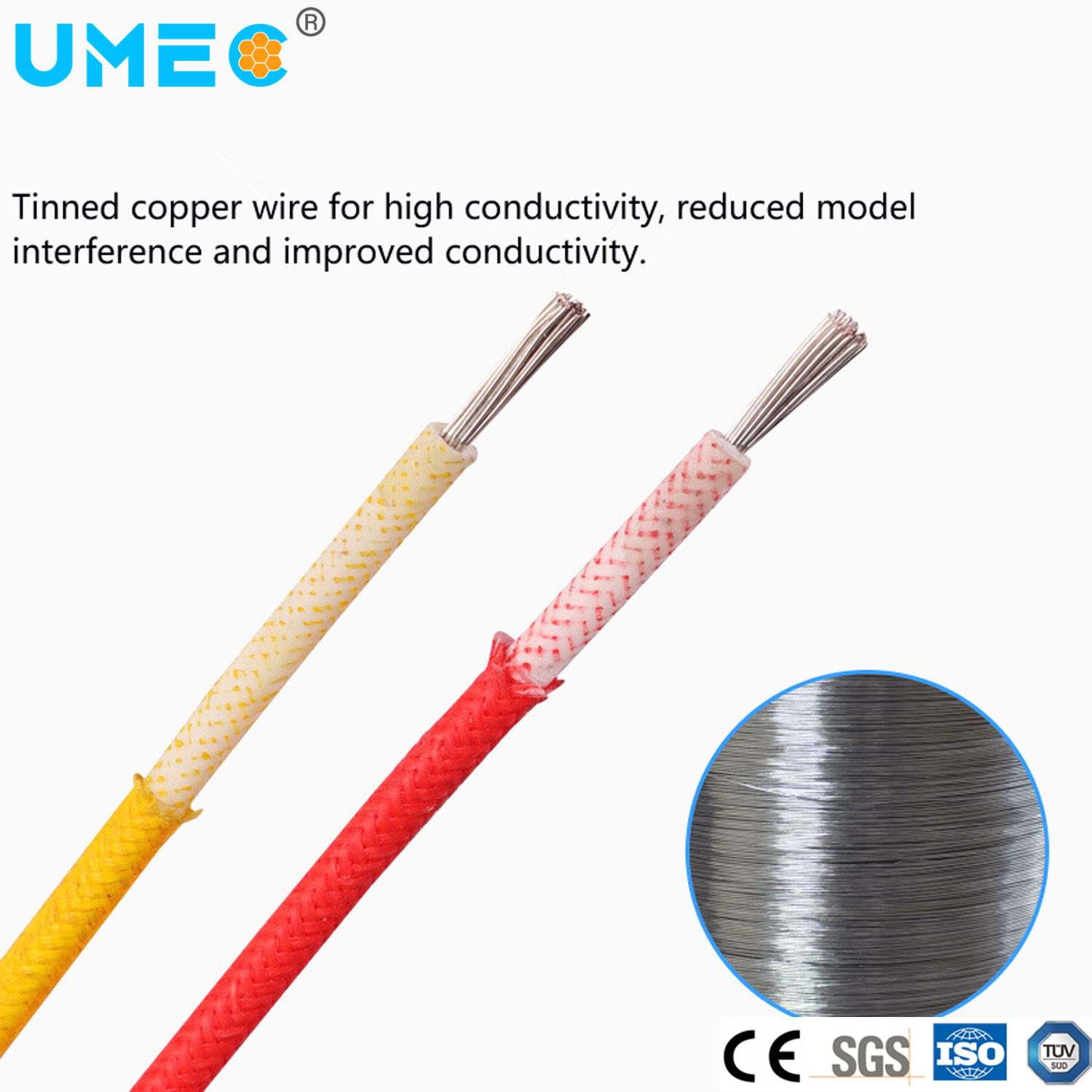 300º C Heat Resistance Cable Fiberglass Braid Silicon Tinned Copper Cable 35mm Flexible Srml High Temperature Motor Lead Wire