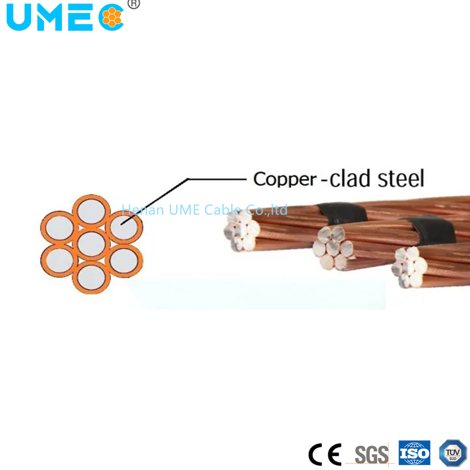 ASTM B-452 Standards with 40% Conductivity Electric Wire Copper Clad Steel Wire CCS