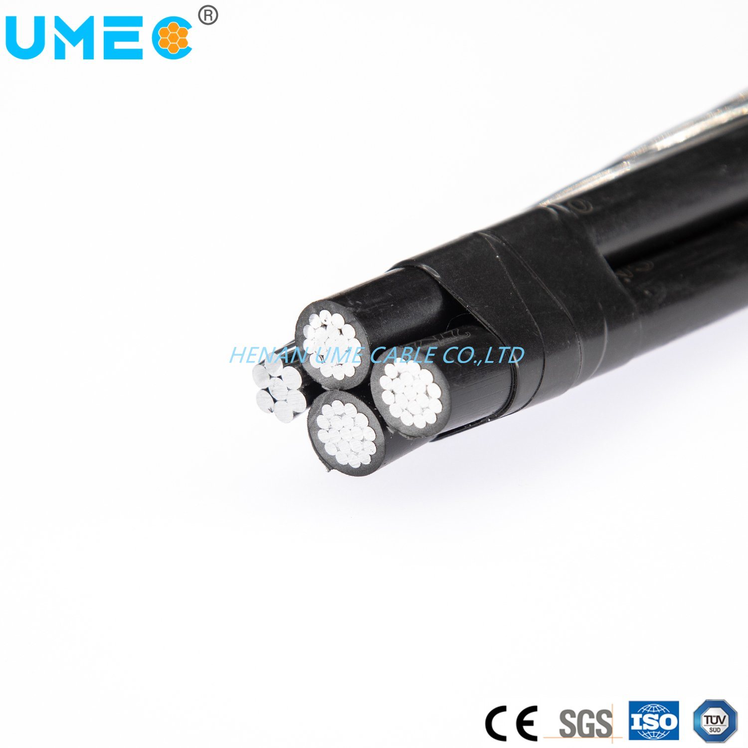 Aluminum Conductor LV ABC Cable XLPE/PE/ PVC Insulated Overhead Quadruplex Service Drop Cable 4X70mm2 50mm2