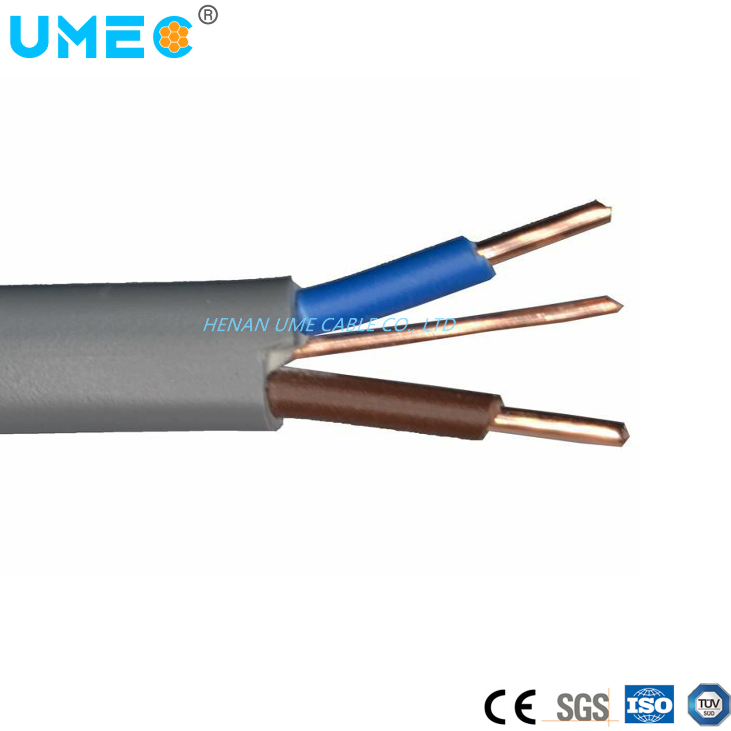 BS 6004 6242y Bare Copper Wire BVVB Flat Twin and Earth Electric Cable TPS Electrical Cable