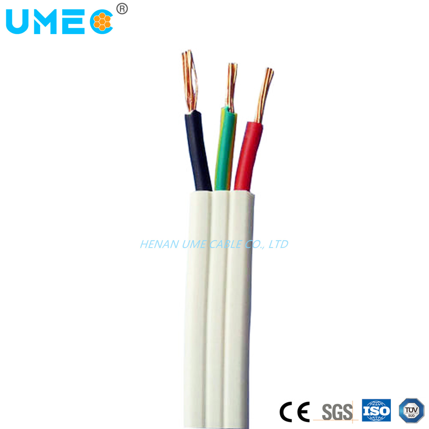 
                BS cable de núcleo estándar ASTM Domestic3 1,5mm 2,5mm 6mm PVC Cable plano TPS aislado gemelo y de tierra BVVB Blvb
            