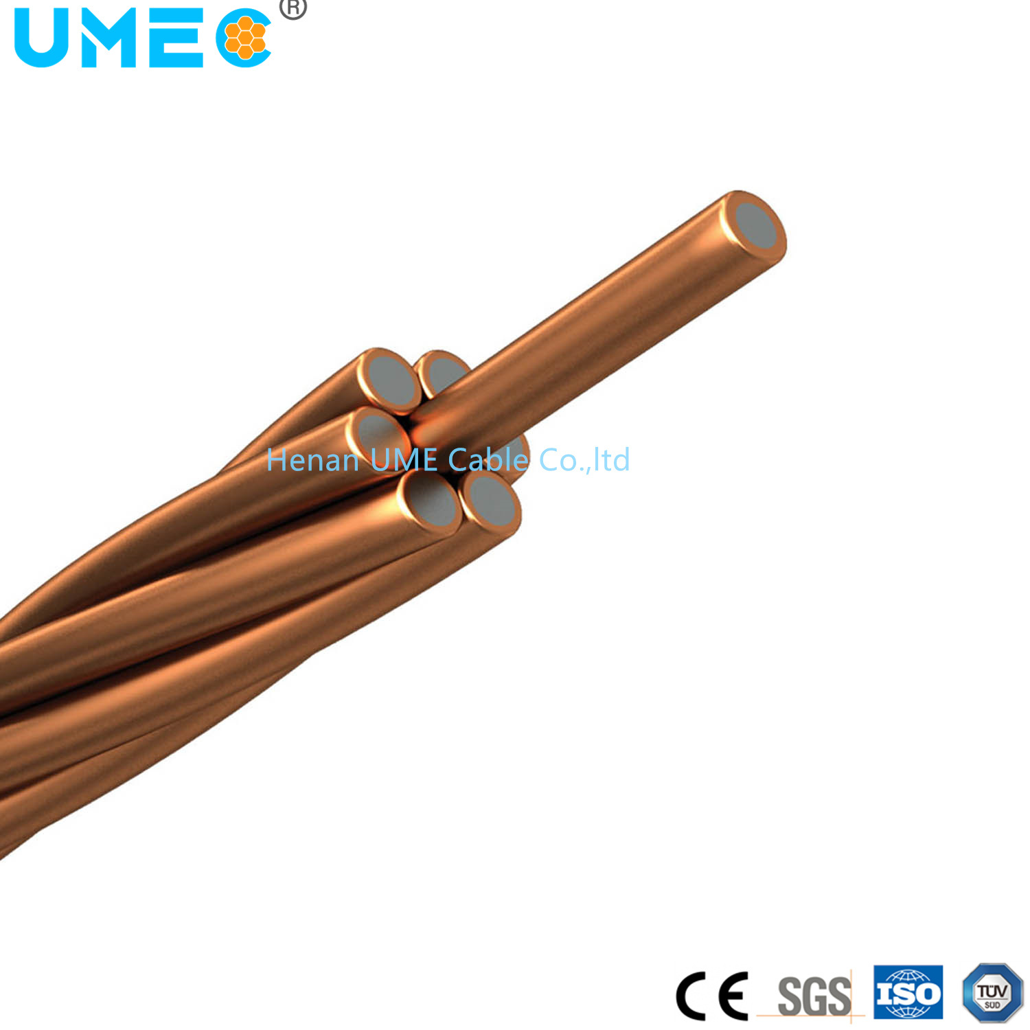 
                Conducteur électrique nu 30 % de la conductivité du fil en acier plaqué cuivre CCS
            