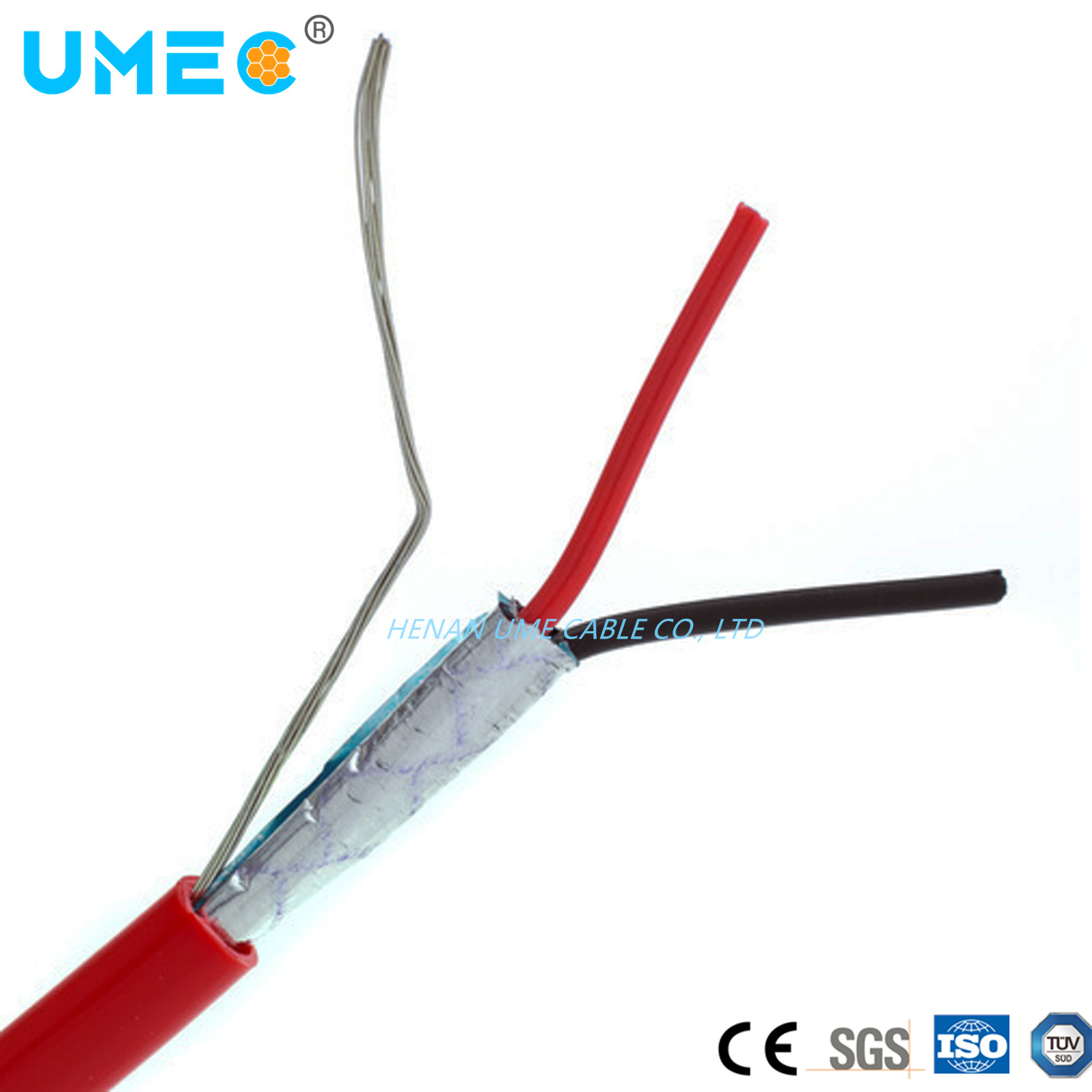 CE Fire Alarm System Professional Grade Red White Black 2 Core Listed 2c /4c /6c 10c X 1mm 1.5mm 2.5mm Shielded Fire Alarm Cable