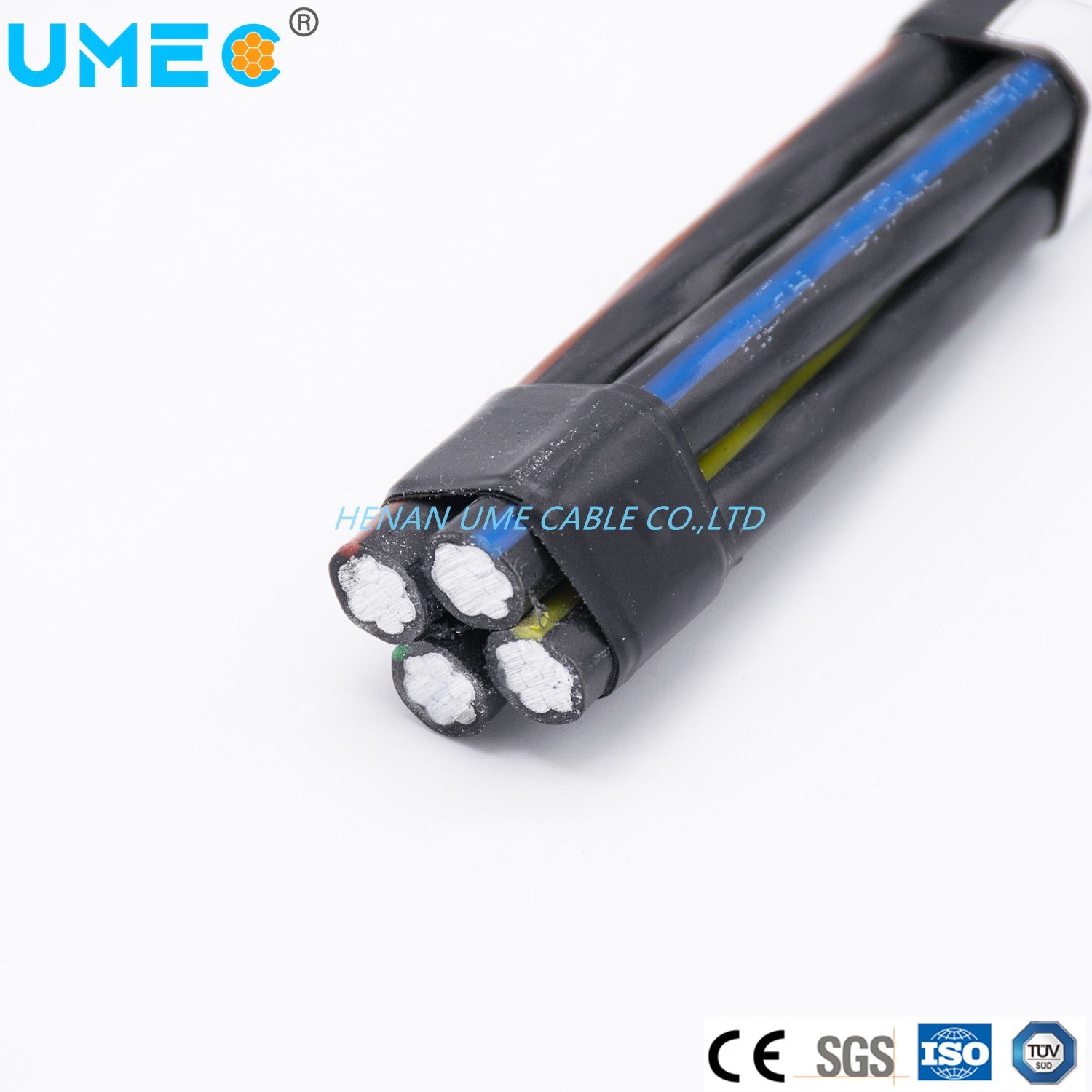 CE ISO Overhead Distribution Line ABC Cable XLPE/PVC/PE Insulated AAC/ACSR/AAAC Conductor Quadruplex Service Drop Cable
