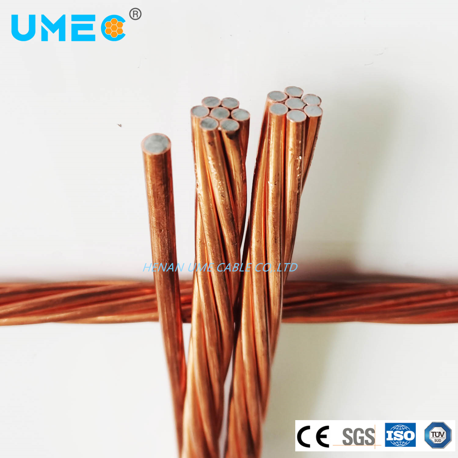 China Factory Lighting Ground Rod Conductor Wire Bare Copper Clad Steel Ground CCS Electric Stranded Wire